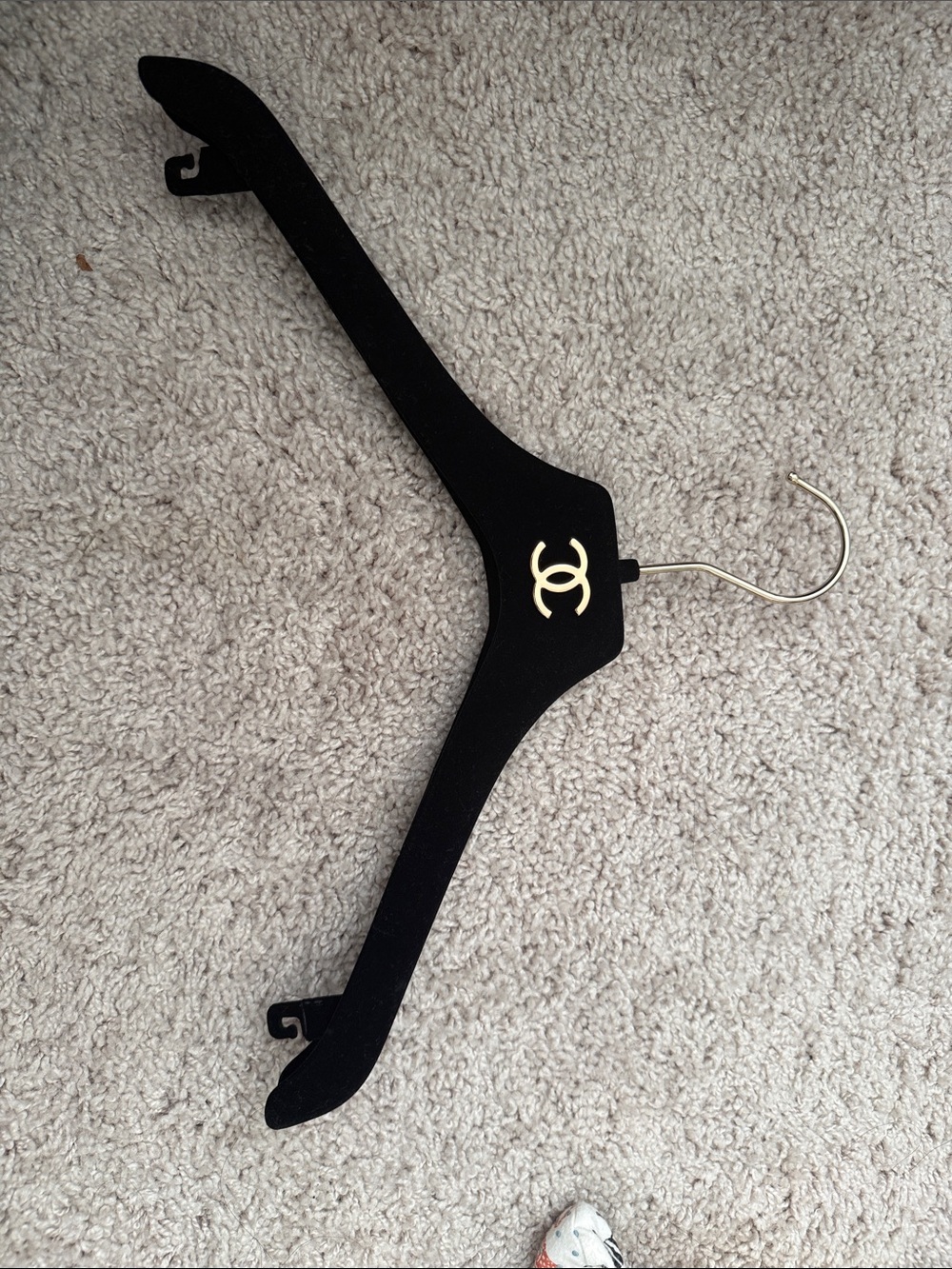 CHANEL Black Velvet Hanger with Gold Double-C Logo